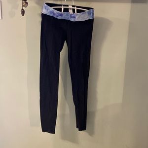 Blue/purple marbled waistband black Ivivva leggings. Girl’s Size 12